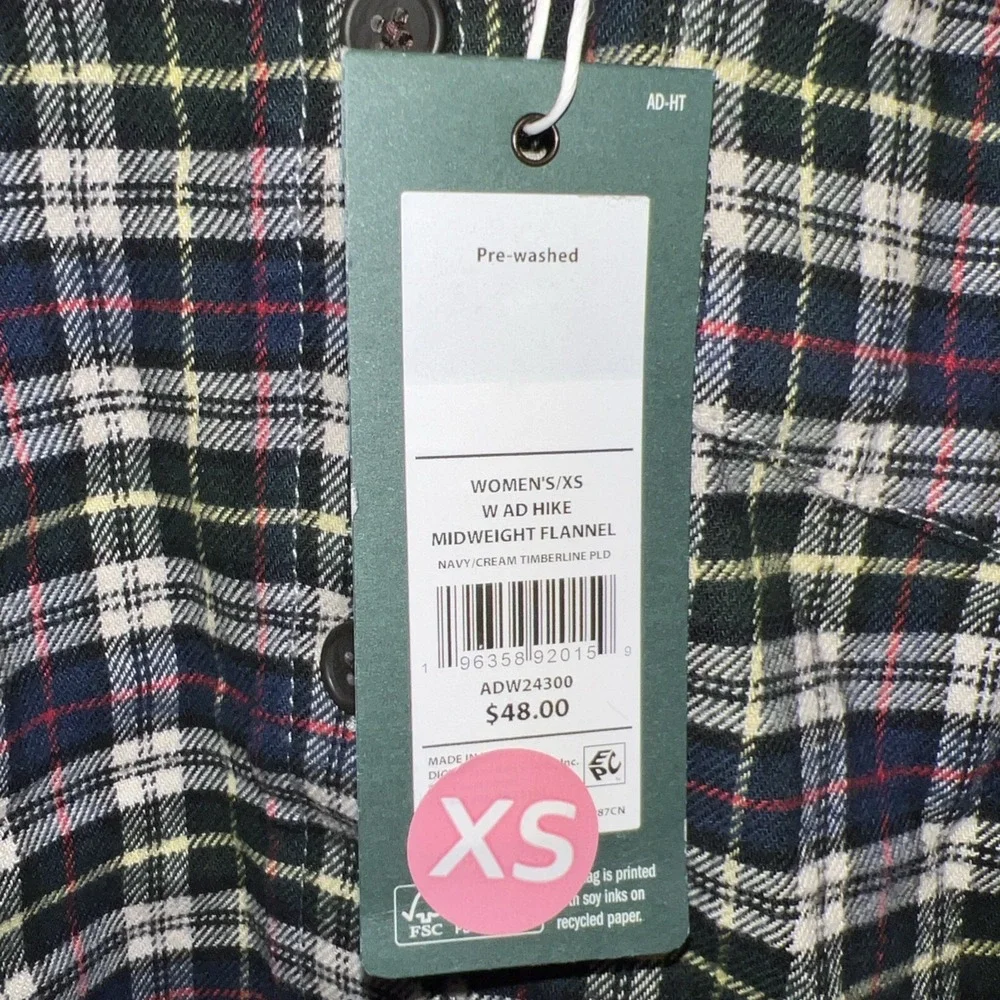 Alpine Design Womens Size‎ XS MidWeight Plaid Flannel Navy Cream Timberline